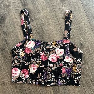 Floral Cropped Zip Up Tank